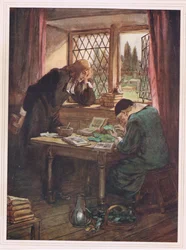 Eines Tages, die Stirn auf die Hand gestützt